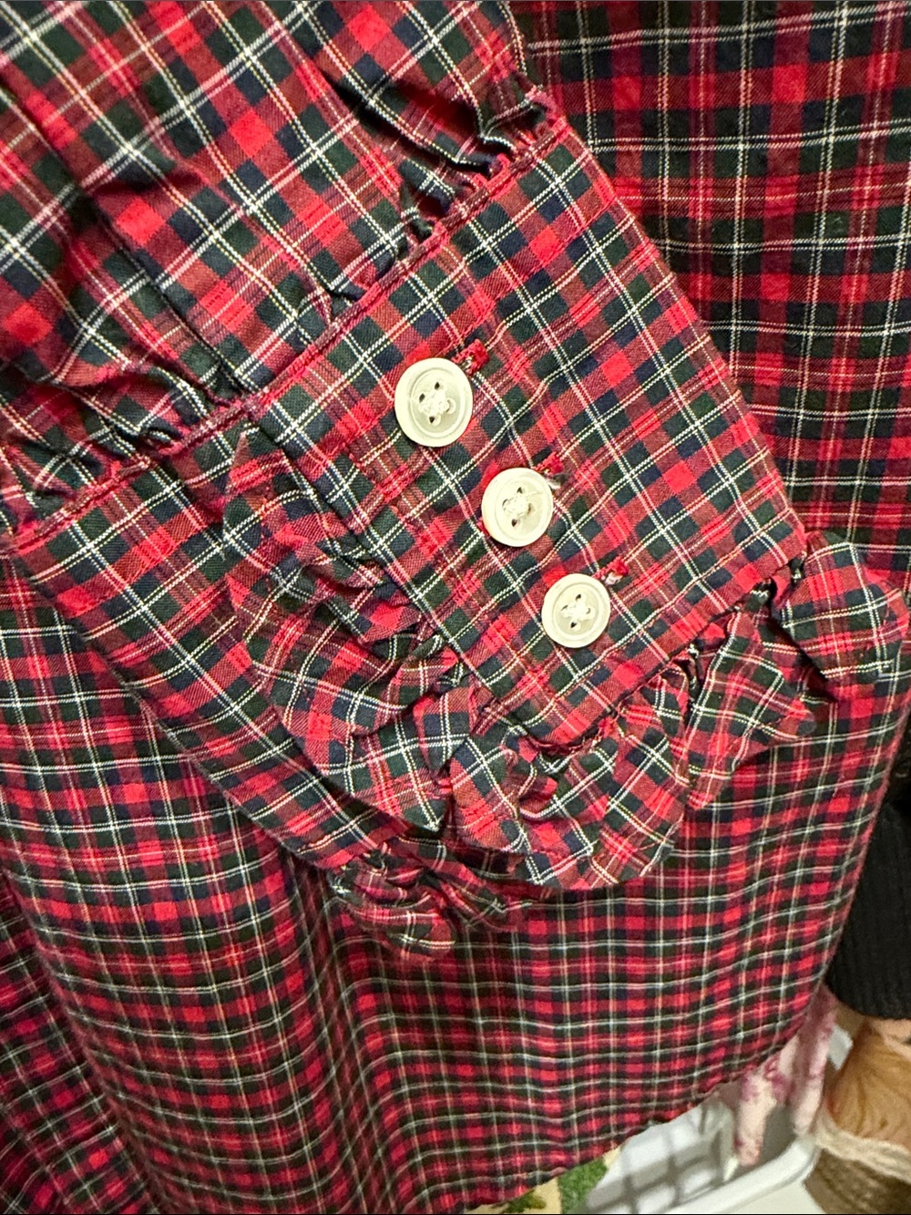 Polo by Ralph Lauren Red and Green Plaid Ruffle-Trim Button-Down Shirt - Picture 5 of 9